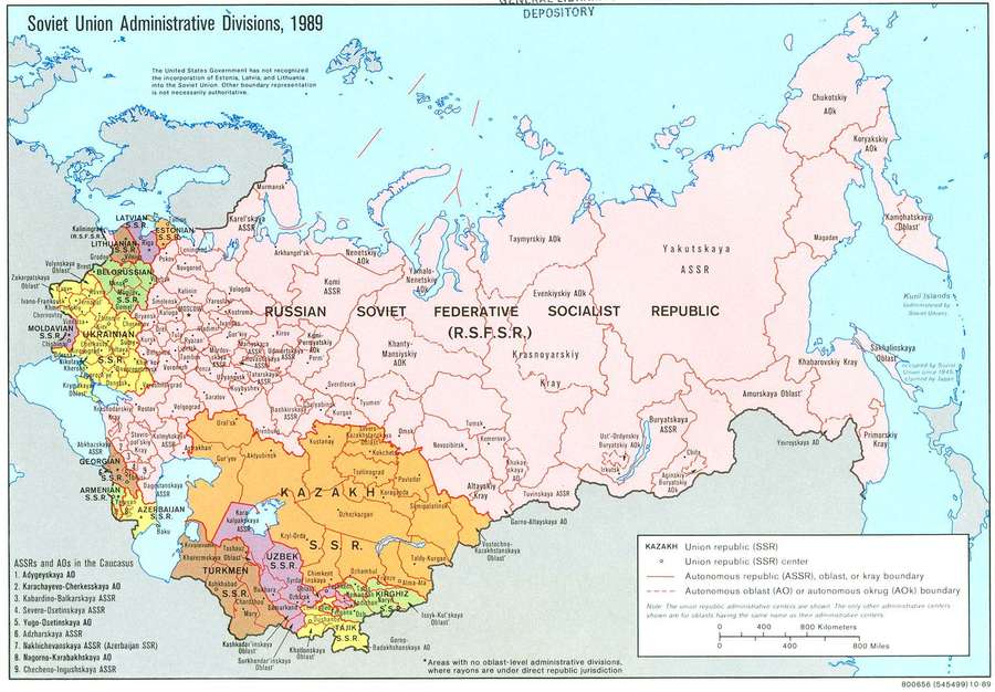 Mapa da URSS em 1989