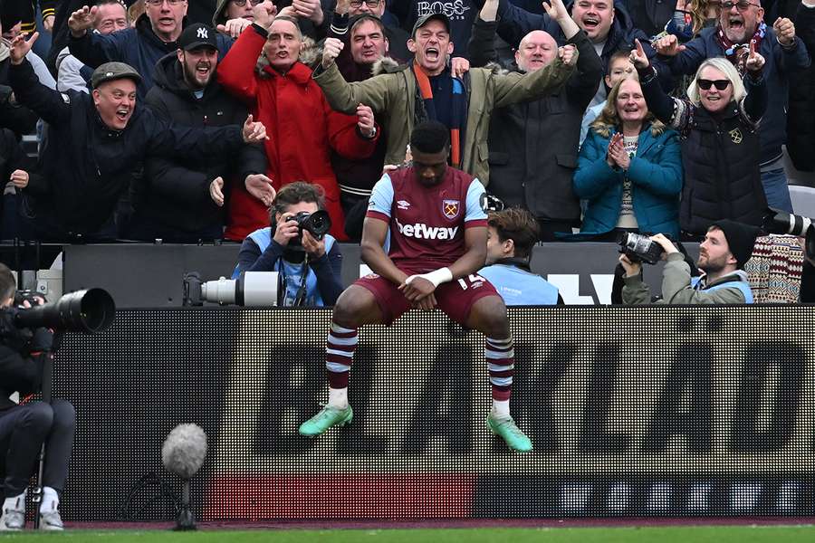 Kudus celebrates scoring West Ham's second goal
