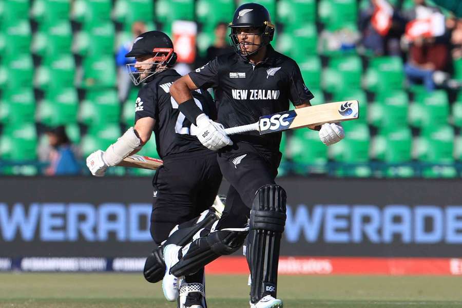 New Zealand's Rachin Ravindra in action with Kane Williamson