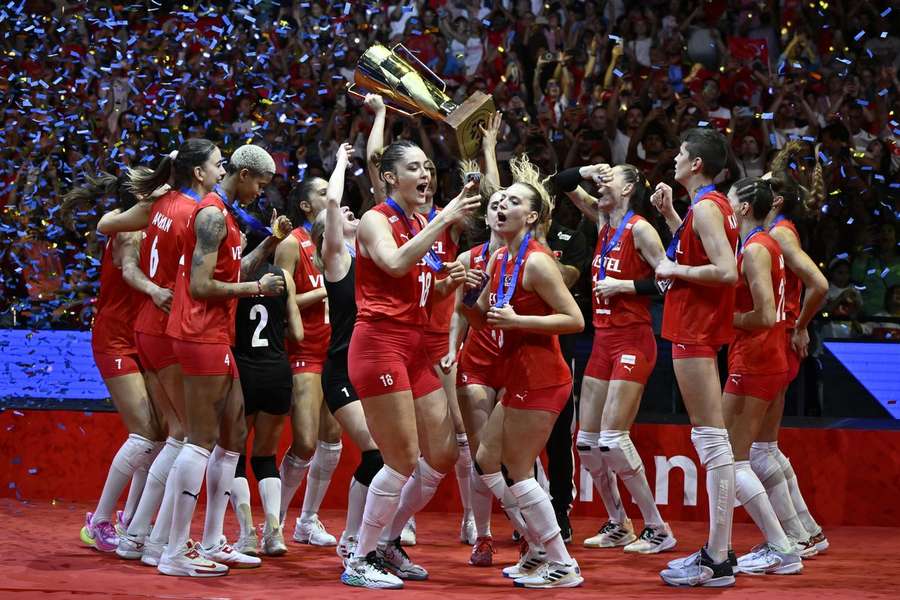 A festa das jogadoras da seleção da Turquia