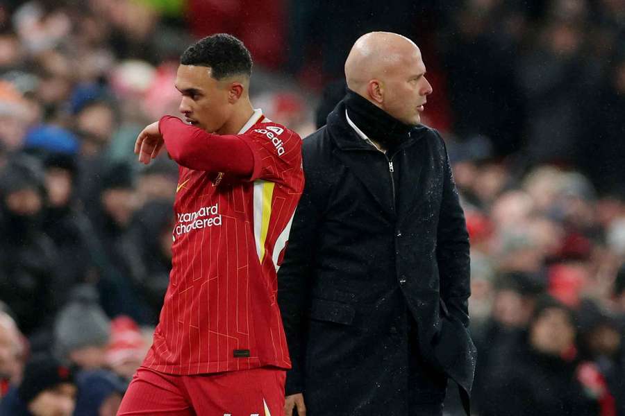 Trent Alexander-Arnold was replaced in the second half by Conor Bradley