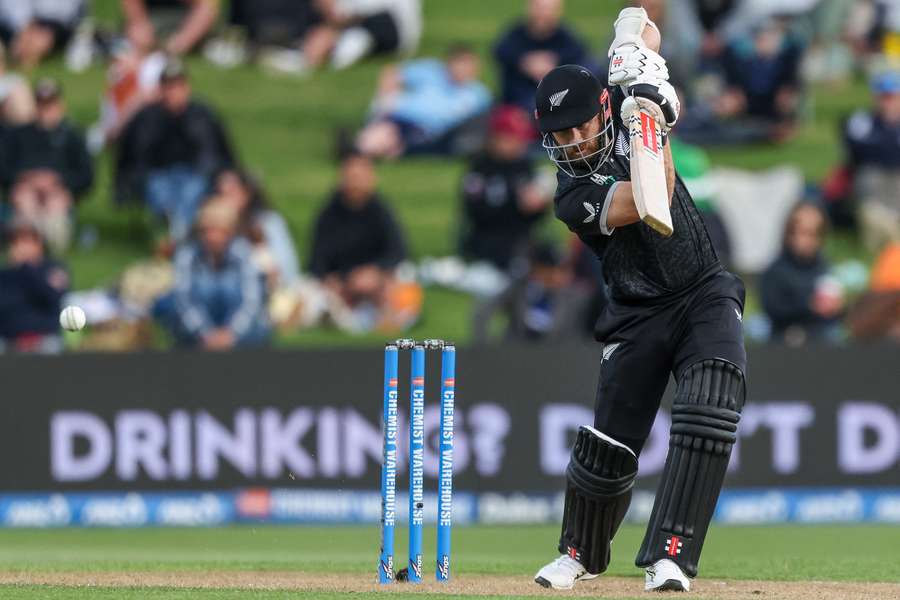 Kane Williamson plays a cover drive during an ODI against England last week.