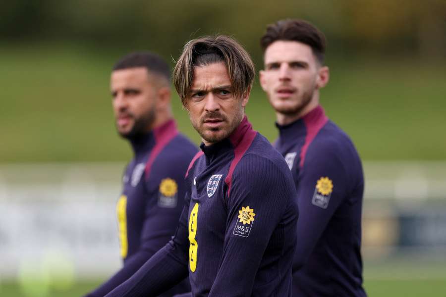 Jack Grealish no treino da Inglaterra