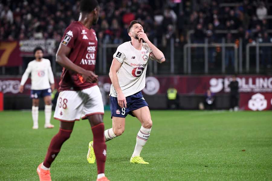 Olivier Giroud during the match against Metz