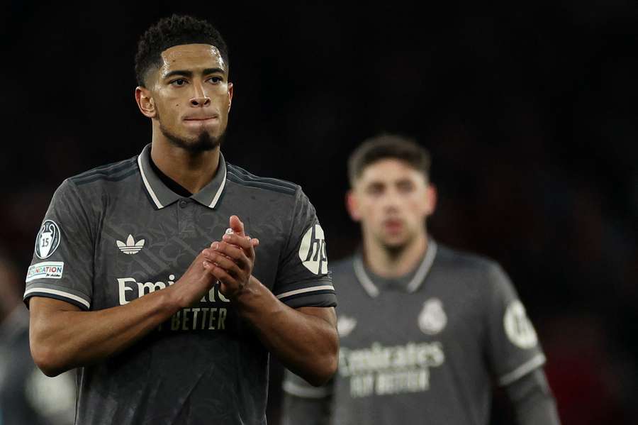 Jude Bellingham looking distraught after Real Madrid's 3-0 defeat to Arsenal in the Champions League.