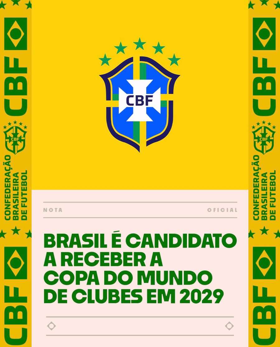 Brasil es candidato a organizar el Mundial de Clubes en 2029 Brasil es candidato a organizar el Mundial de Clubes en 2029
