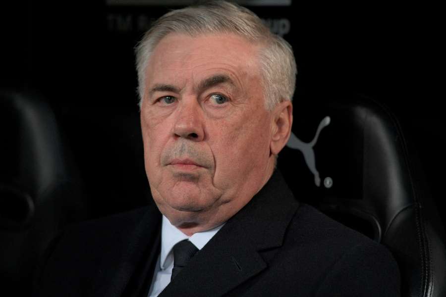 Carlo Ancelotti in the dugout for Real Madrid