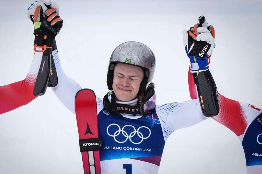 Lucas Pinheiro Braathen durante a prova do slalom gigante