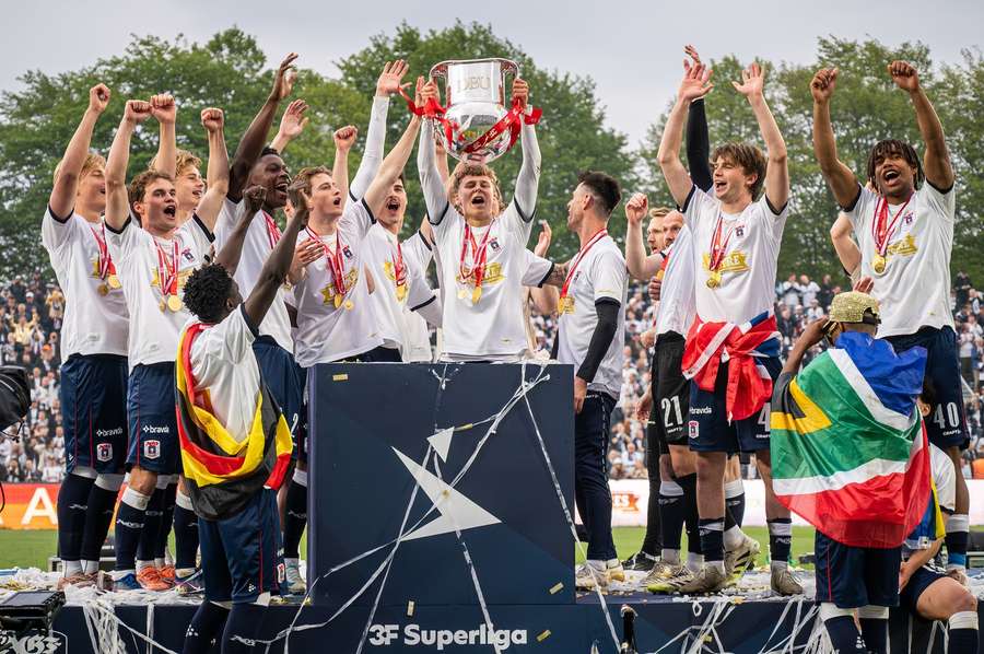 AGF celebrate winning the Danish title AGF celebrate winning the Danish title