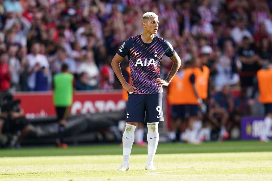 Richarlison of Tottenham Hotspur looks on Richarlison of Tottenham Hotspur looks on