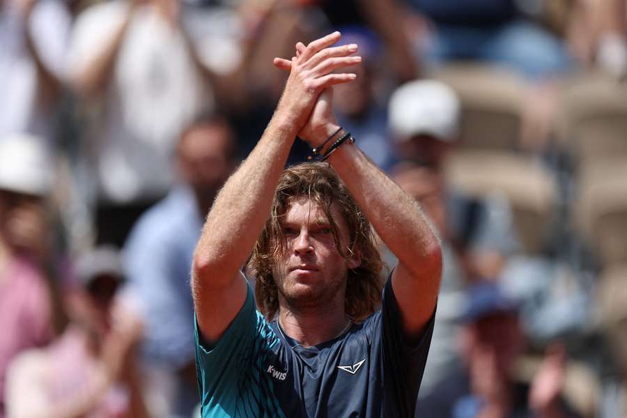 Rublev celebrates his win Rublev celebrates his win