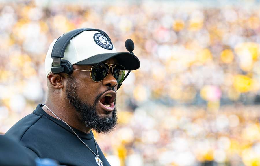 De markante Mike Tomlin, head coach van de Steelers