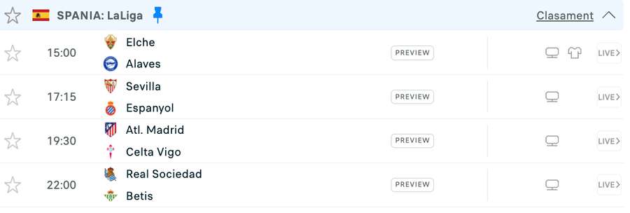 Programul zilei în LaLiga