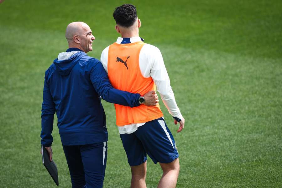 Roberto Martínez num treino da Seleção