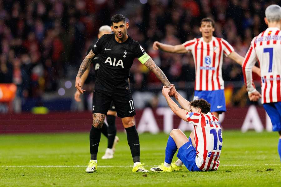 Tottenham's Cristian Romero during a match against Atletico Madrid