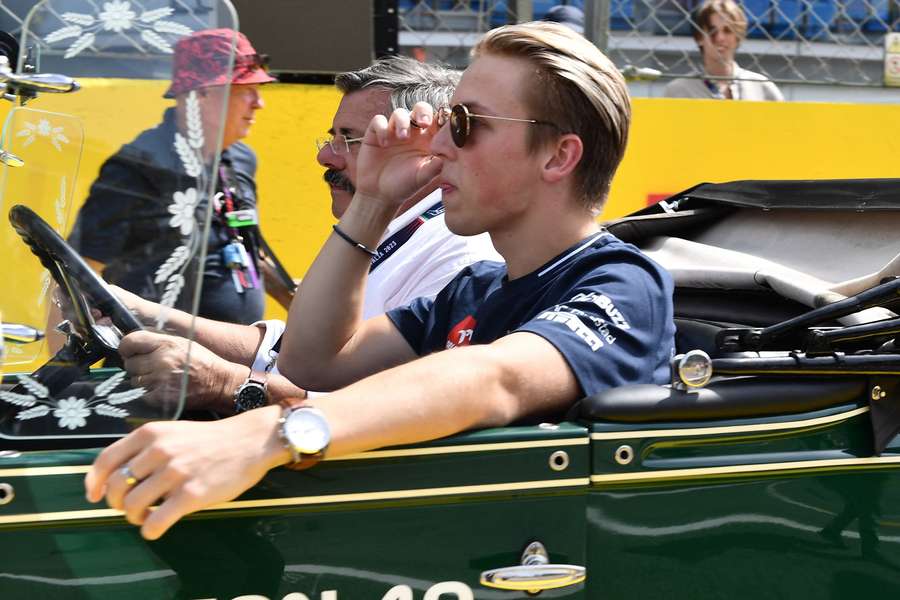 Liam Lawson on the parade lap at Monza