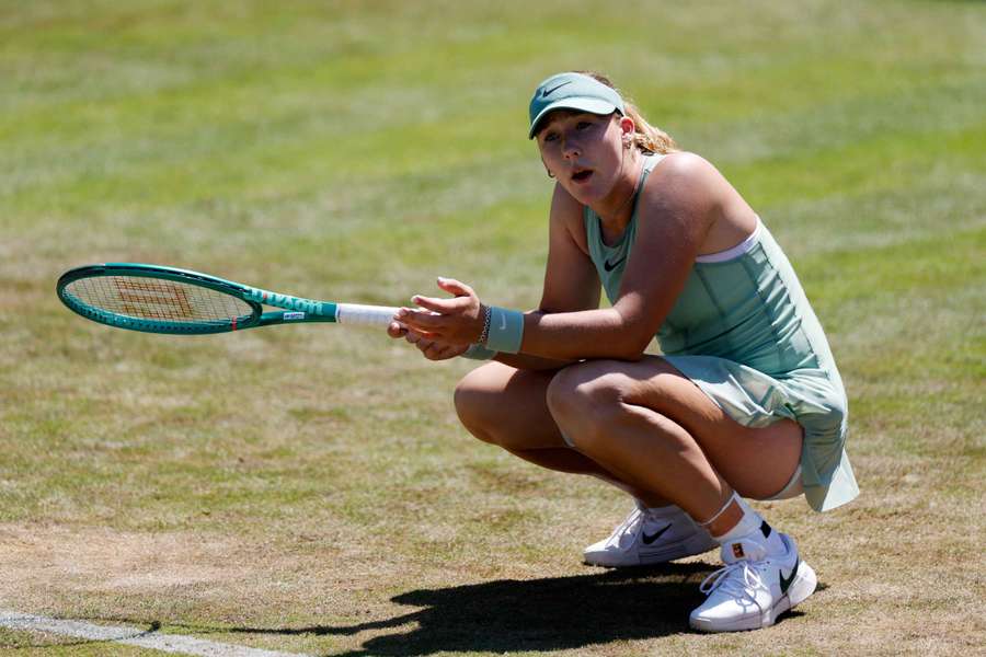 Mirra Andreeva reacts during her round of 16 match against Ekaterina Alexandrova Mirra Andreeva reacts during her round of 16 match against Ekaterina Alexandrova