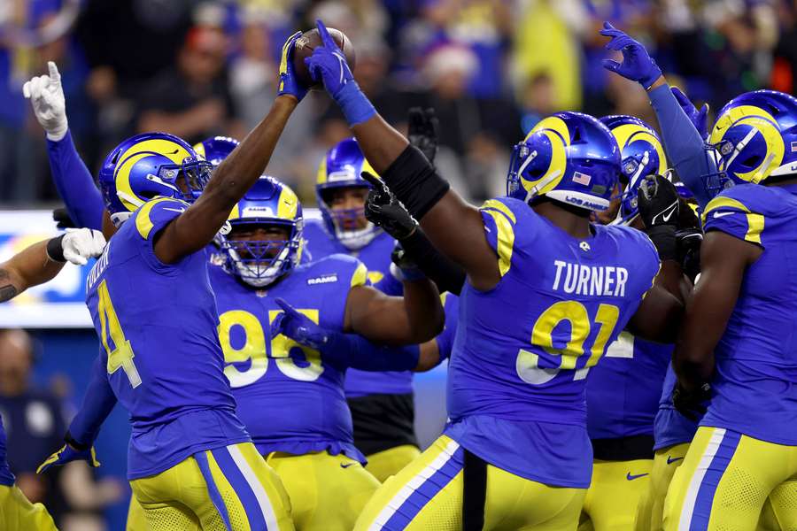 The Rams celebrate their win