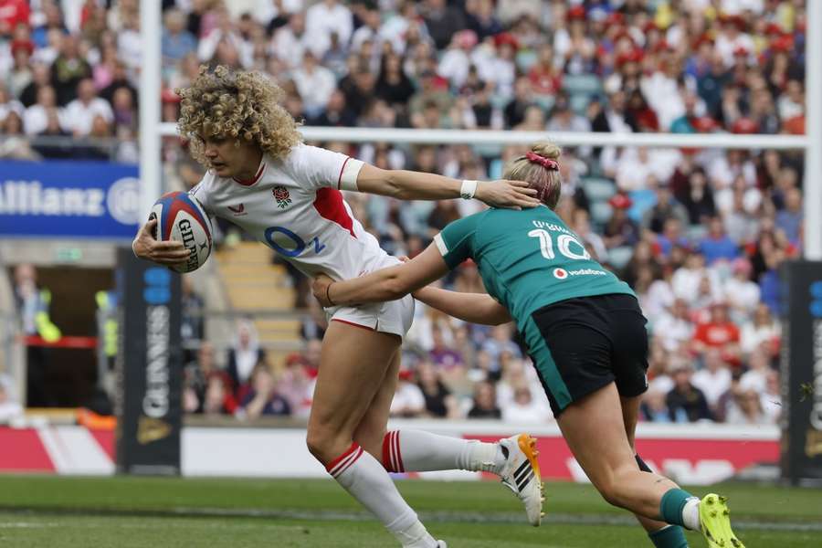 Ellie Kildunne of England is tackled by Dannah O'Brien of Ireland in their opening Six Nations clash last weekend