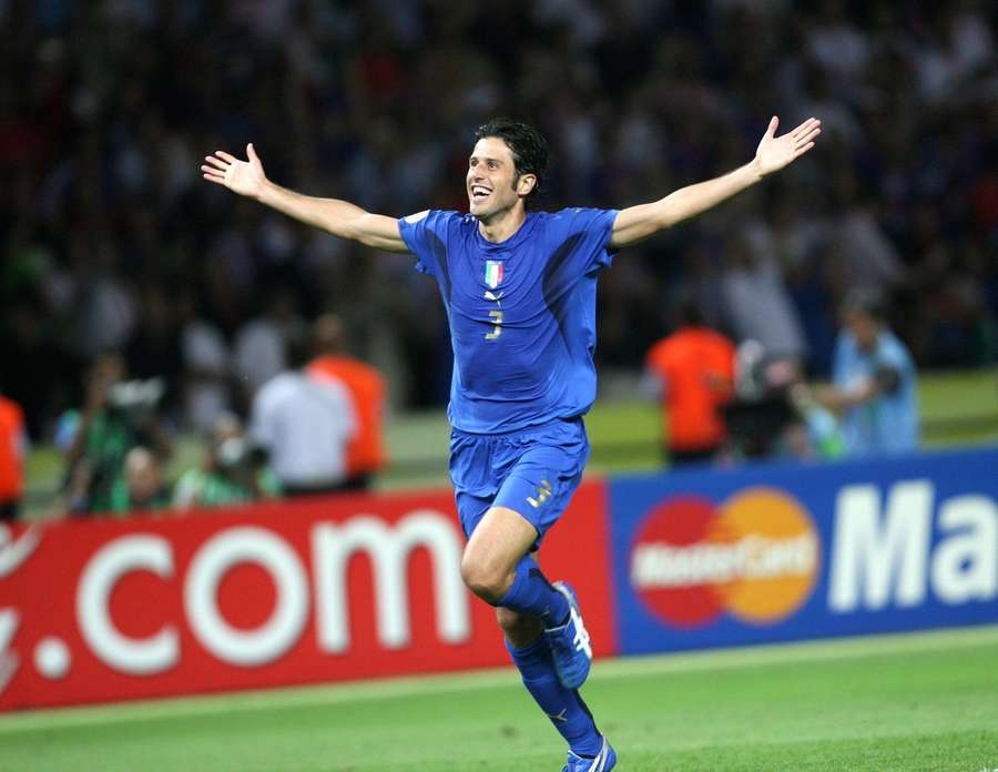 Grosso celebrates scoring the winning penalty against France in 2006