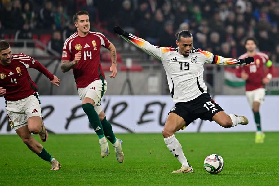 Germany's Leroy Sane on the ball against Hungary in the Nations League