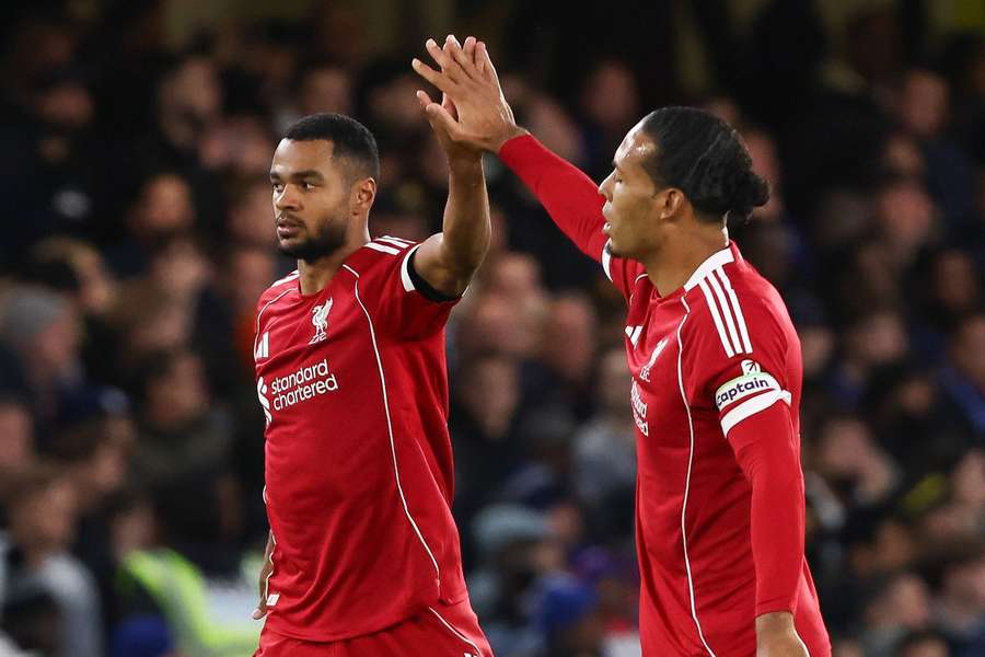 Gakpo (L) celebrates his goal