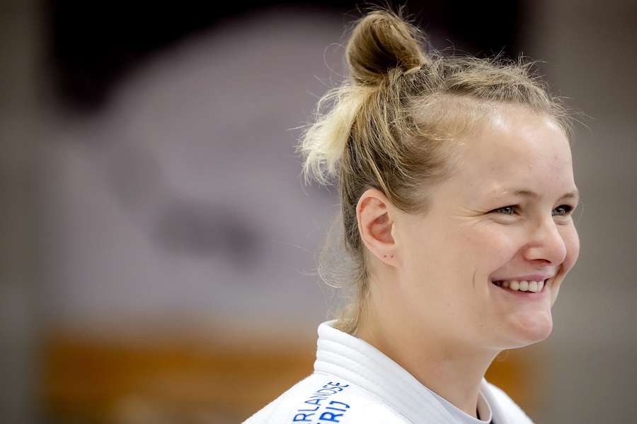 Geke van den Berg bij een training op Papendal