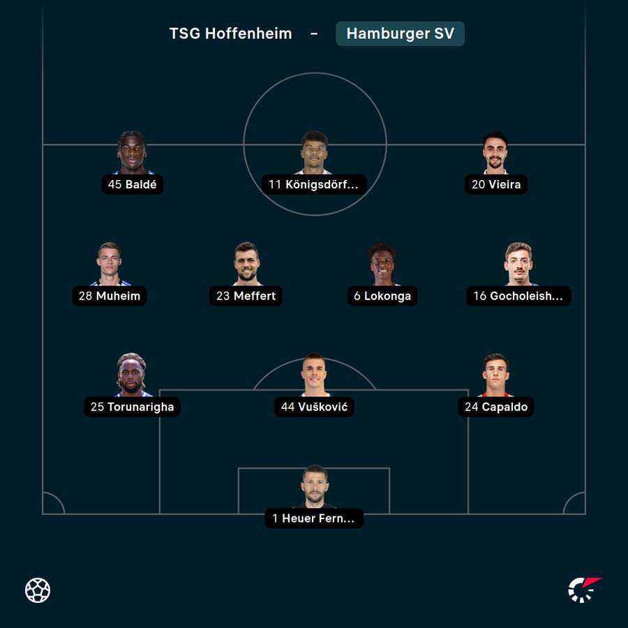 Startelf Hamburger SV vs. Hoffenheim Startelf Hamburger SV vs. Hoffenheim