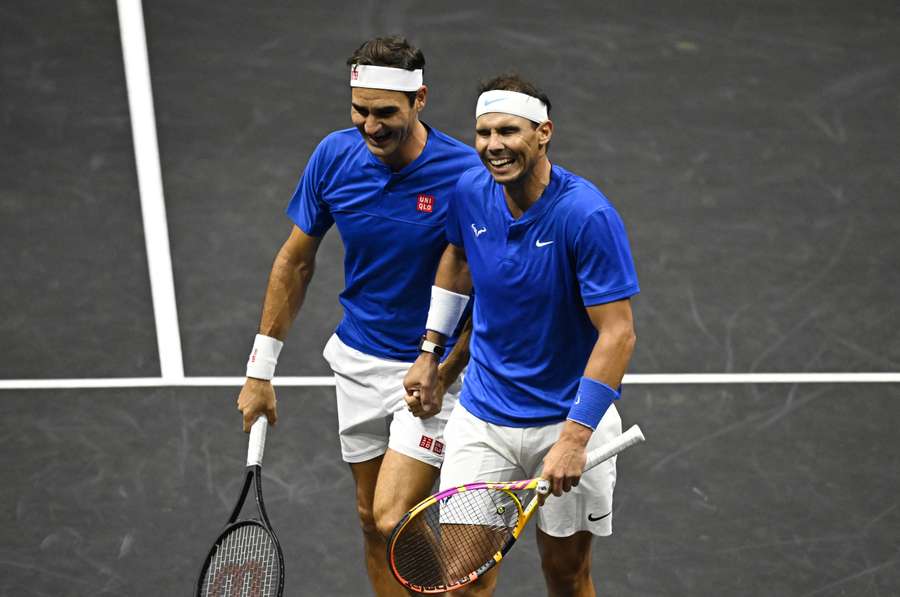 Federer and Nadal playing doubles together