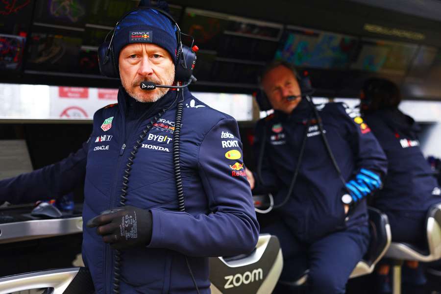 Jonathan Wheatley looks on from the pitwall during final practice ahead of the F1 Grand Prix of Great Britain at Silverstone