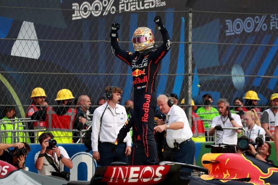 Max Verstappen celebrates his feat