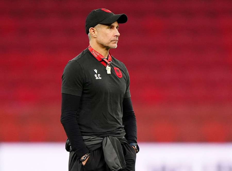 Sylvinho when coaching Albania.