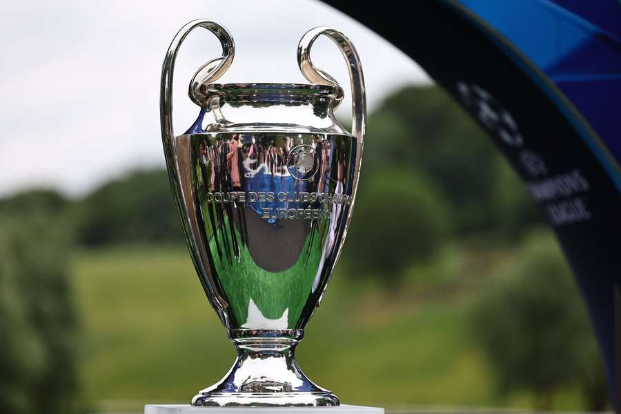 The UEFA Champions League trophy is displayed at the UEFA Champions Festival in the Olympic Park in Munich, Germany, 29 May 2025.