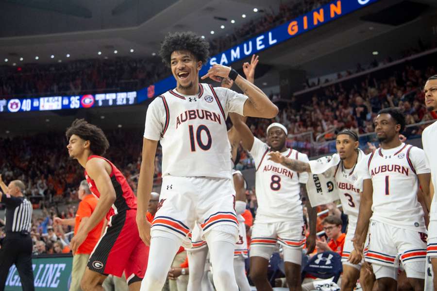 Auburn's Chad Baker-Mazara celebrating during the team's game against Georgia. (2025)