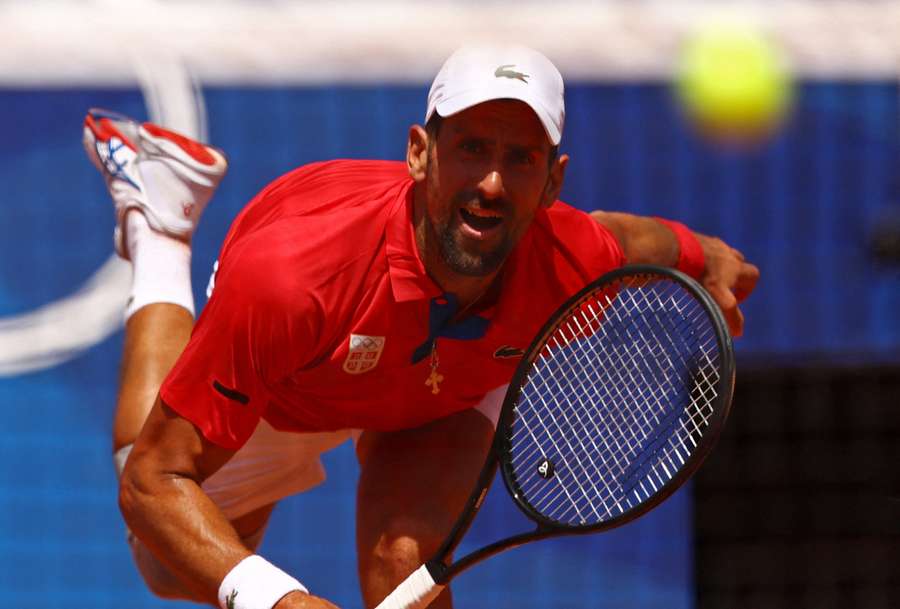 Djokovic in action during the match