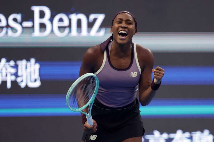 Coco Gauff juichte ook al na haar overwinning in de halve finale in Beijing