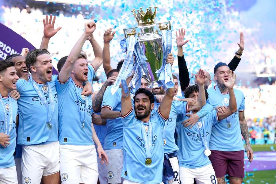 City celebrate their Premier League trophy
