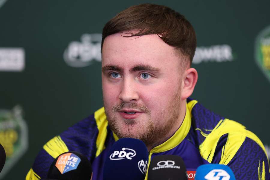 Luke Littler during his press conference