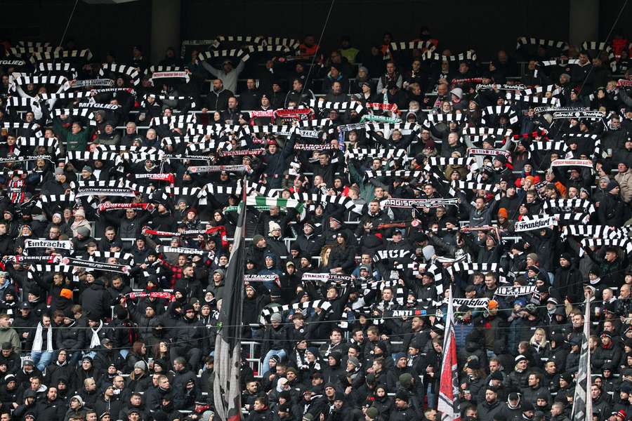 Eintracht Frankfurt fans at the Leipzig Arena