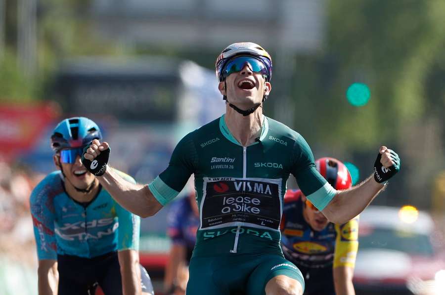Van Aert celebrates his win