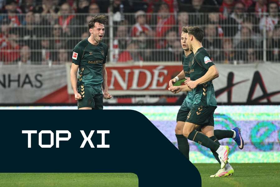 Bundesliga Top XI: Olivier Deman bejubelt seinen Treffer zum 1:0 für Bremen in Berlin. Bundesliga Top XI: Olivier Deman bejubelt seinen Treffer zum 1:0 für Bremen in Berlin.