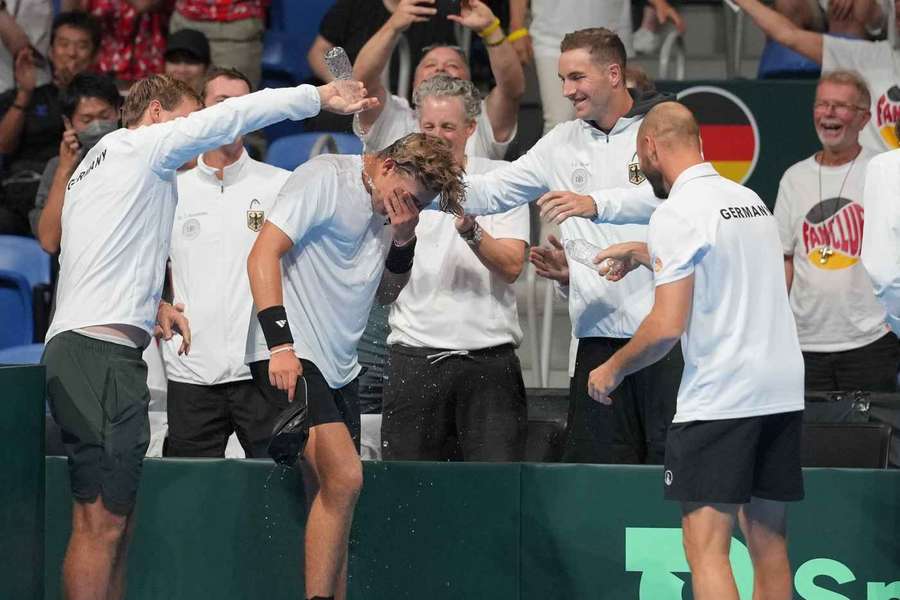 Das deutsche Davis-Cup-Team beim Duell gegen Japan.