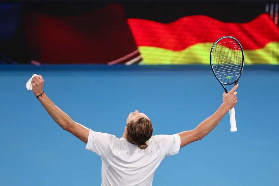 Alexander Zverev of Germany celebrates after defeating Hubert Hurkacz
