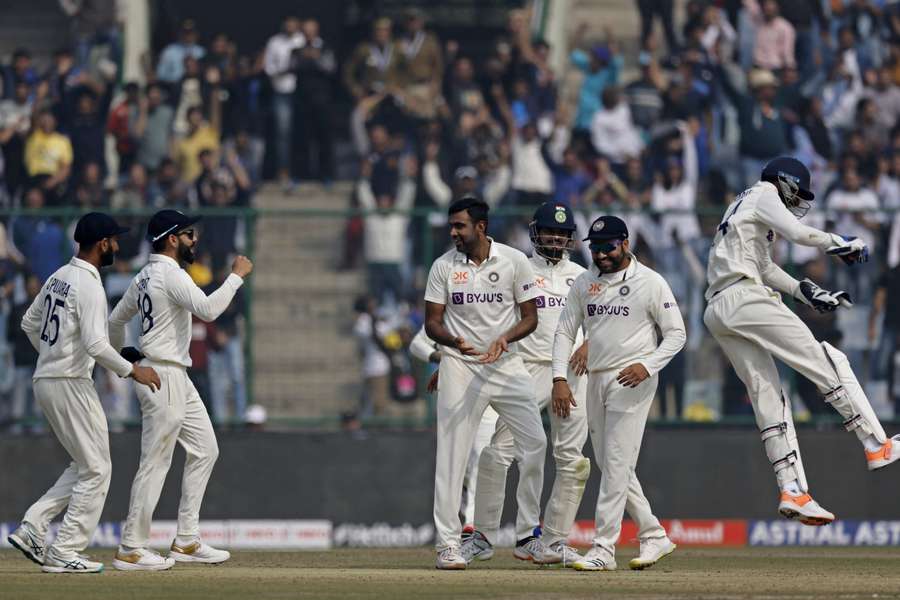 Ashwin and India celebrate his wicket