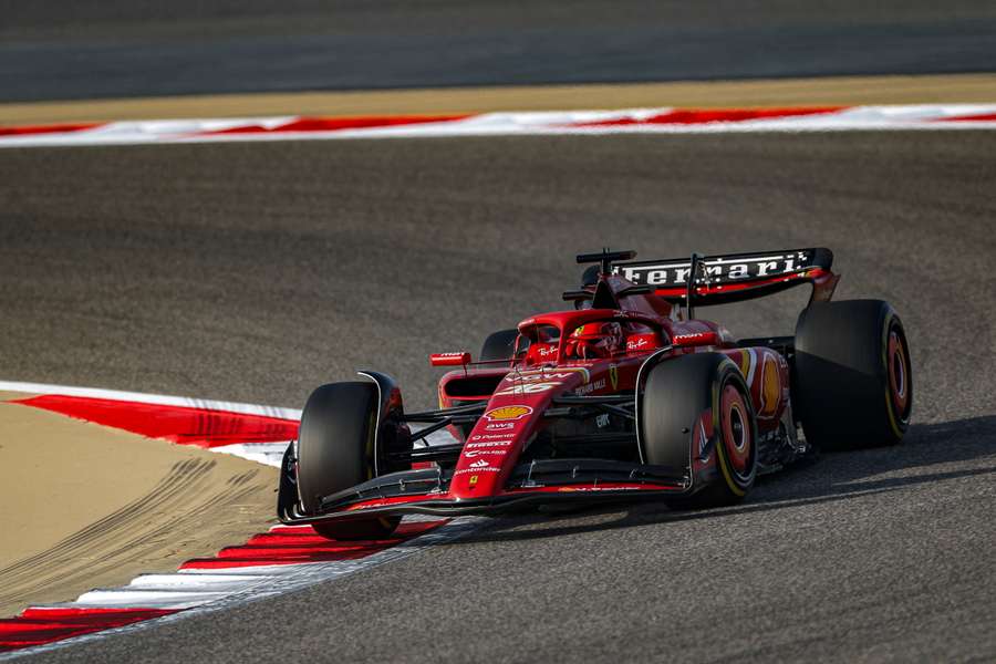 Ferrari's Charles Leclerc in action during testing
