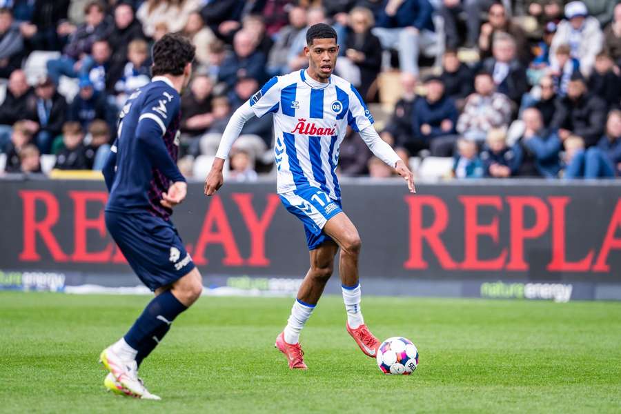 OB's Noah Ganaus in action against Randers OB's Noah Ganaus in action against Randers