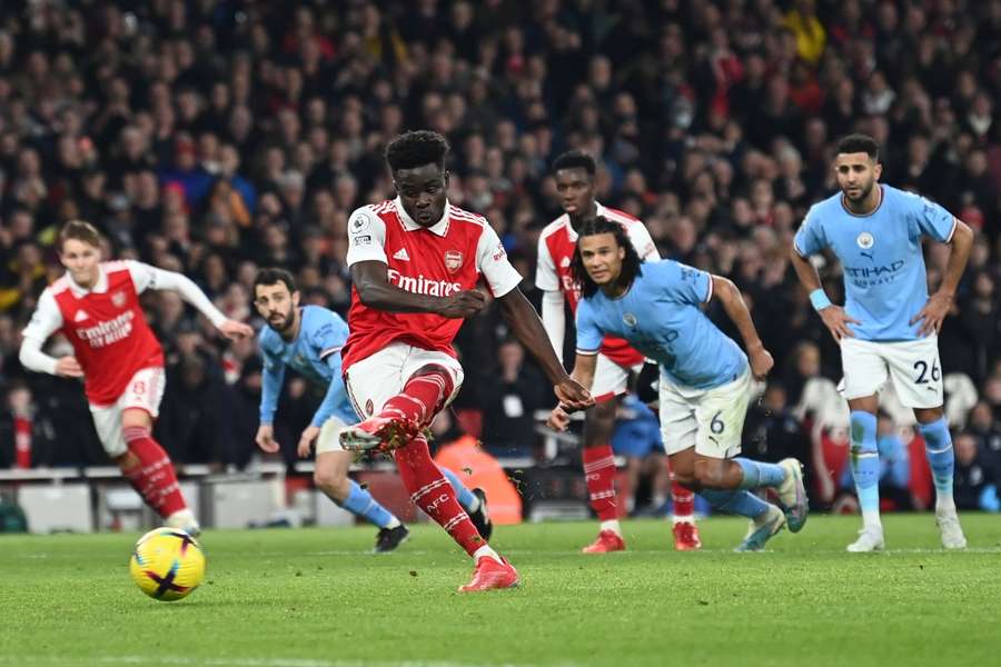 Bukayo Saka scored from the spot to level for Arsenal