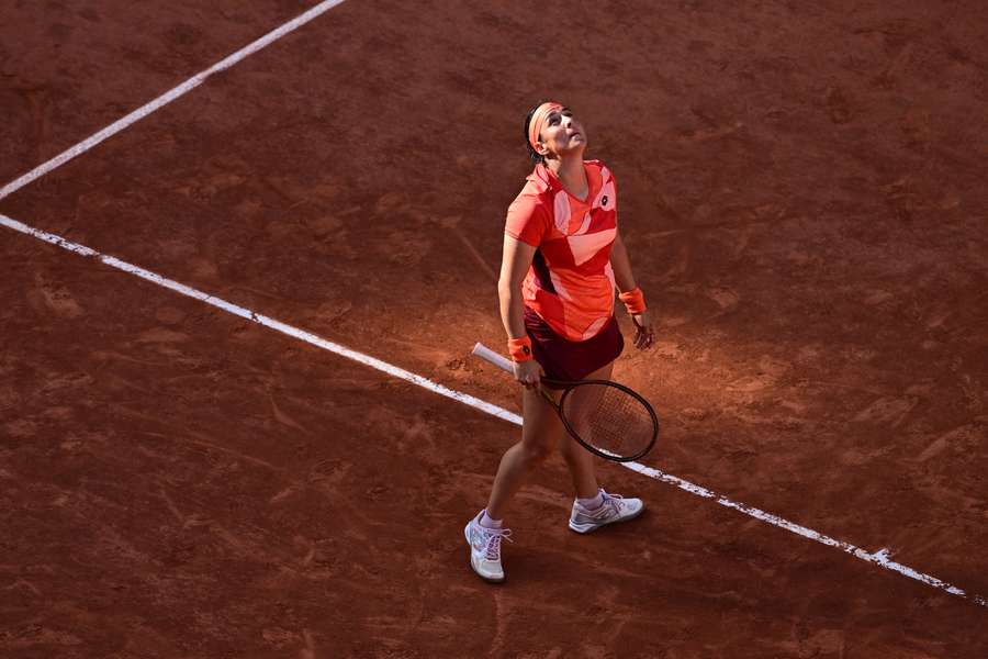 Tunisia's Ons Jabeur celebrates her victory over France's Oceane Dodin