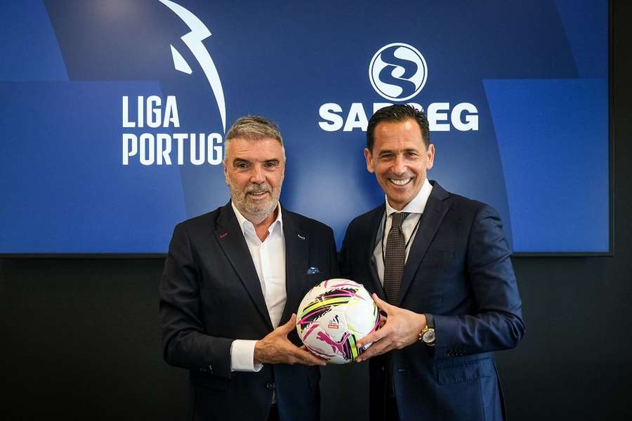 Miguel Machado, presidente do Conselho de Administração da SABSEG, e Pedro Proença, presidente da Liga Portugal