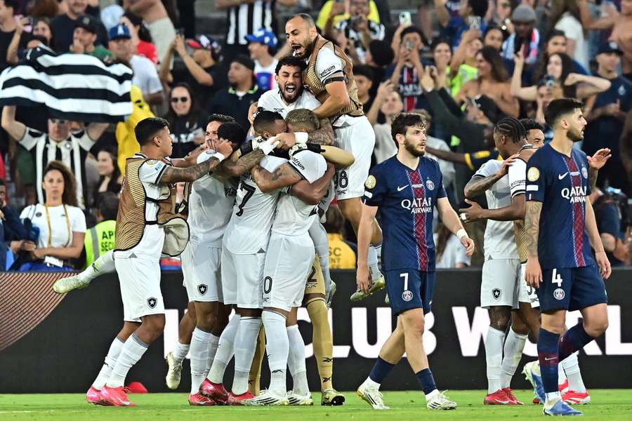 Botafogo celebrate their goal after stunning PSG at the Club World Cup.
